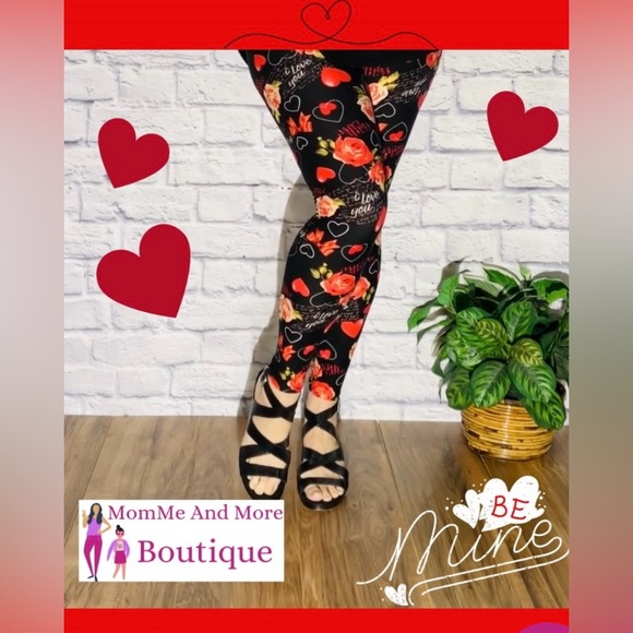 ❤️OS NEW Womens Valentines Day Heart Be Mine Love Leggings, Soft Yoga Pants - Picture 6 of 14